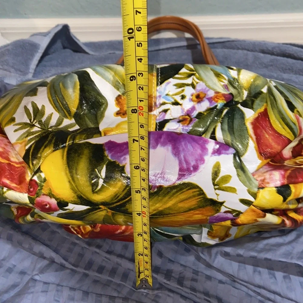 Nwot Maurizio Taiuti Floral italian Leather hobo bag_11